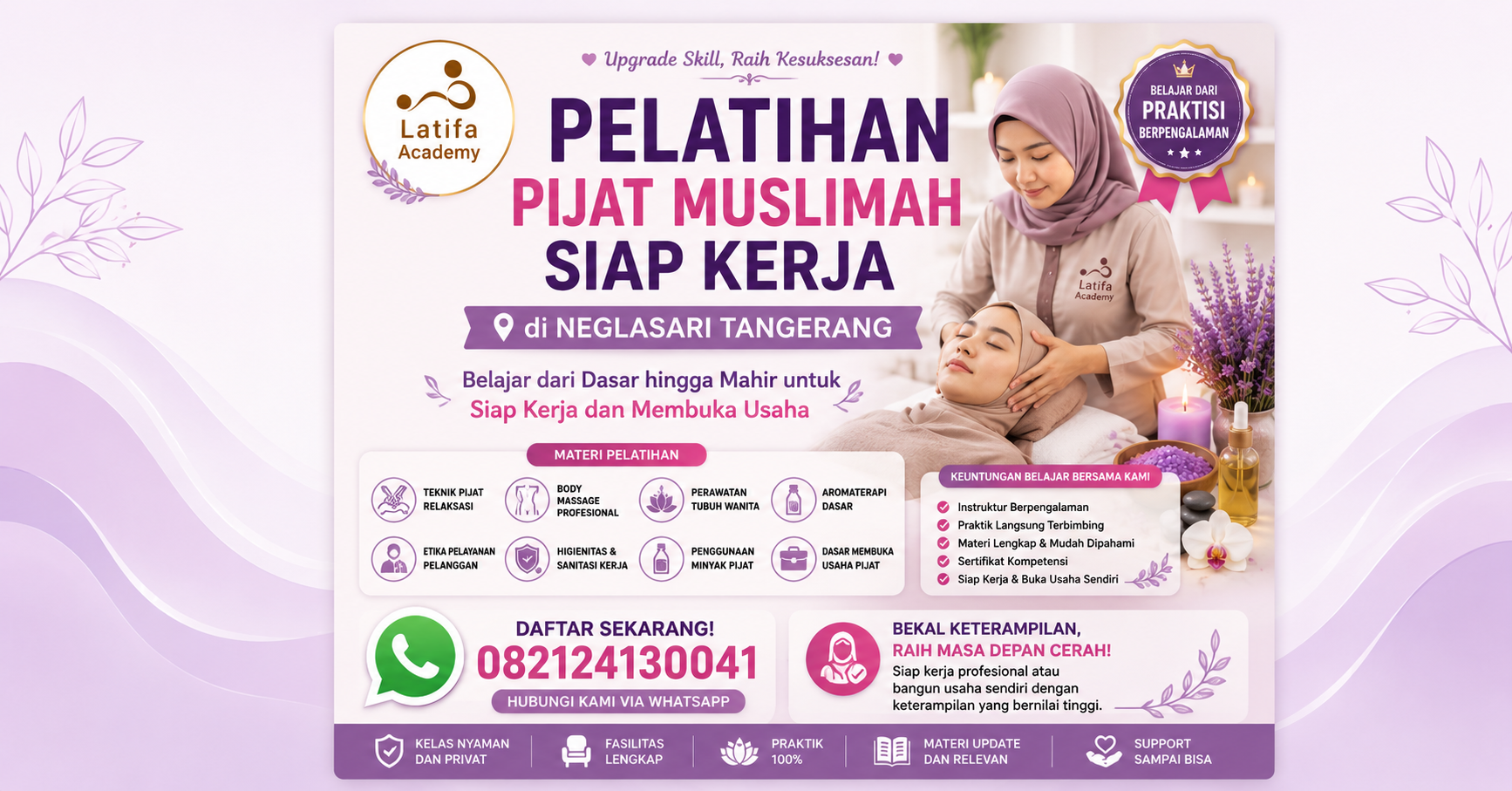 Pelatihan Pijat Muslimah Siap Kerja di Neglasari Tangerang 082124130041